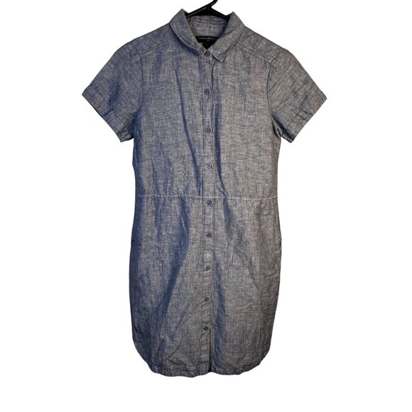 Banana Republic Womens Dress Chambray Linen Button-Down Short-Sleeve Dress Sz 0 - Picture 2 of 11